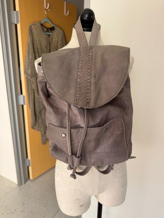 Day & Mood Leather Backpack Braided Flap Snap Drawstring Pockets Gray Bohemian main image 5